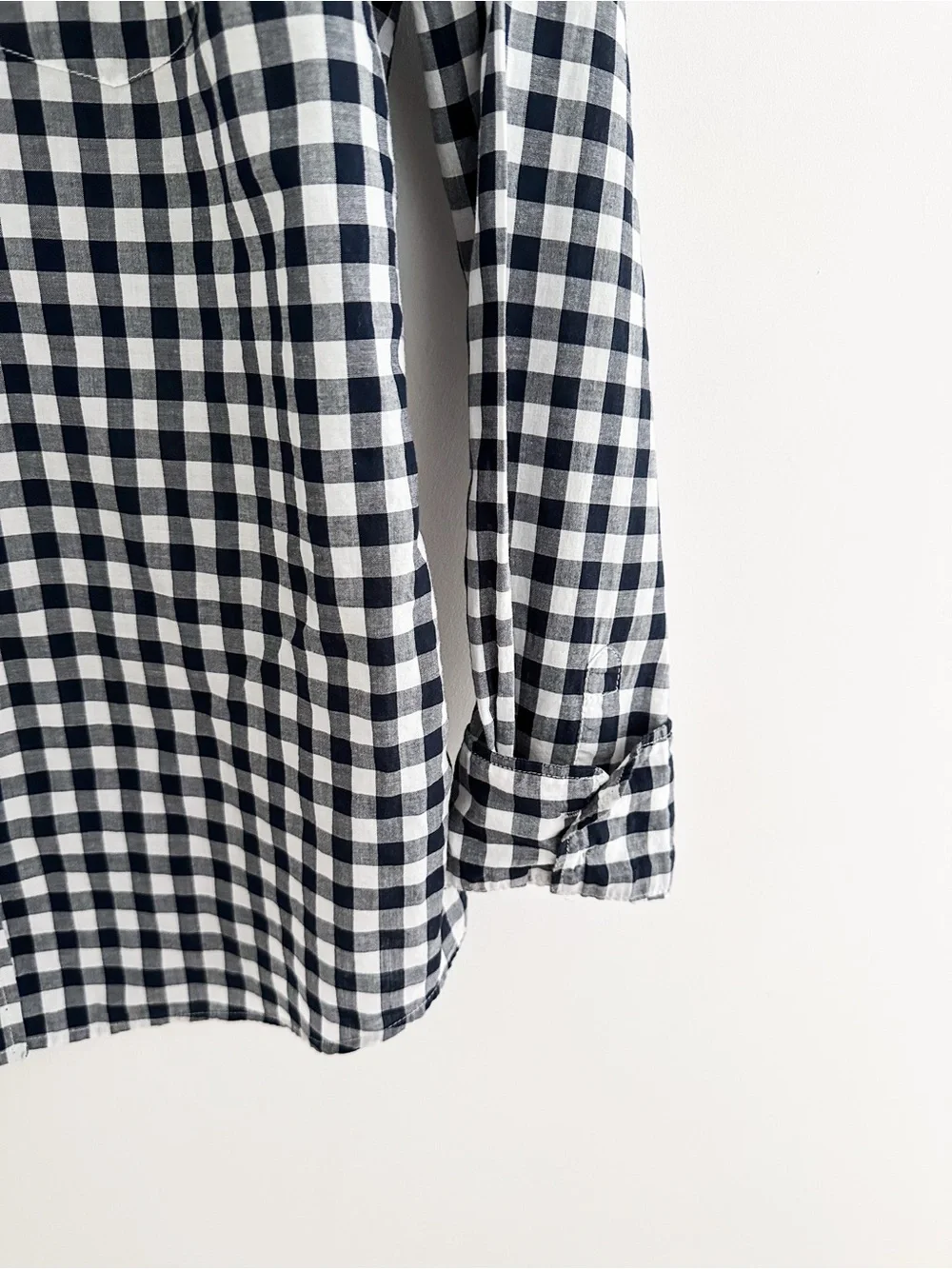 J.Crew Navy White Gingham Button Down Shirt Classic Fitted Cotton Check Size M